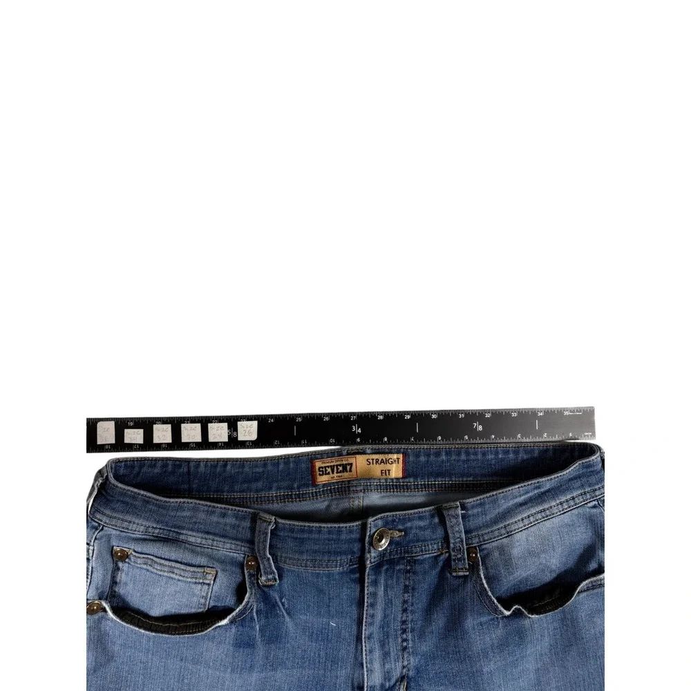 Seven7 Straight Fit Jeans Men 36x34 Blue Denim Cotton Stretch Medium Wash Casual